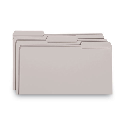 Reinforced Top Tab Colored File Folders, 1/3-cut Tabs: Assorted, Legal Size, 0.75" Expansion, Gray, 100/box