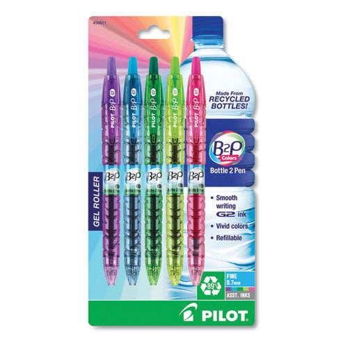 B2p Bottle-2-pen Recycled Gel Pen, Retractable, Fine 0.7 Mm, Black Ink, Translucent Blue Barrel