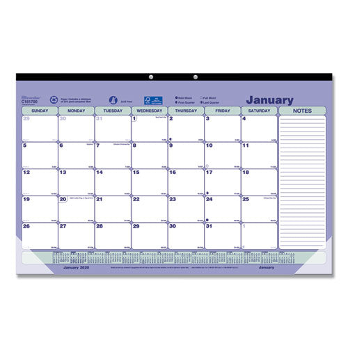 Monthly Desk Pad Calendar, 22 X 17, White/burgundy Sheets, Black Binding, Clear Corners, 12-month (jan To Dec): 2023