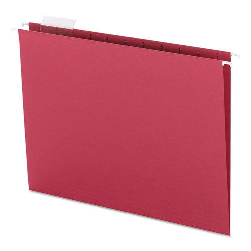 Colored Hanging File Folders With 1/5 Cut Tabs, Letter Size, 1/5-cut Tabs, Red, 25/box