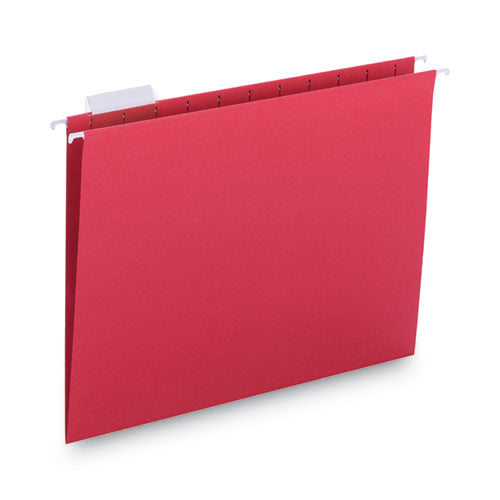 Colored Hanging File Folders With 1/5 Cut Tabs, Letter Size, 1/5-cut Tabs, Red, 25/box