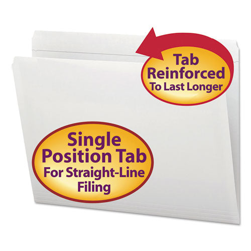 Reinforced Top Tab Colored File Folders, Straight Tabs, Letter Size, 0.75" Expansion, White, 100/box