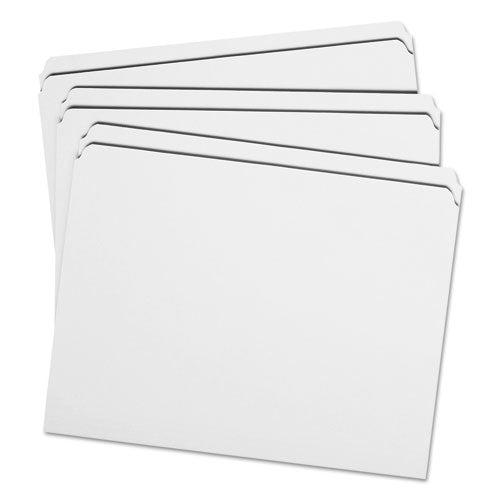 Reinforced Top Tab Colored File Folders, Straight Tabs, Letter Size, 0.75" Expansion, White, 100/box