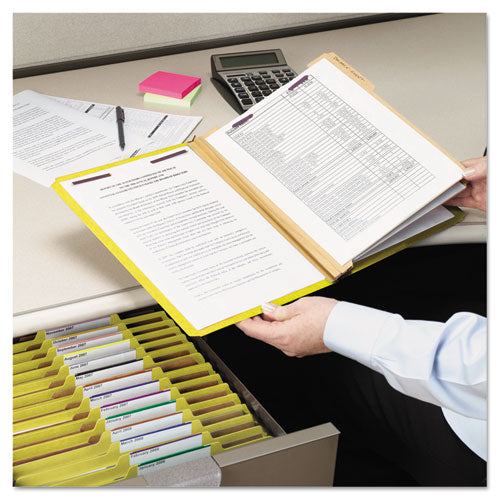 Six-section Pressboard Top Tab Classification Folders, Six Safeshield Fasteners, 2 Dividers, Legal Size, Yellow, 10/box