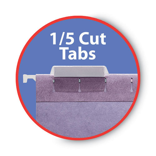 Colored Hanging File Folders With 1/5 Cut Tabs, Letter Size, 1/5-cut Tabs, Lavender, 25/box