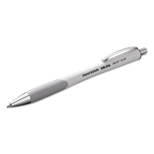 Inkjoy 700 Rt Ballpoint Pen, Retractable, Medium 1 Mm, Black Ink, White Barrel, Dozen