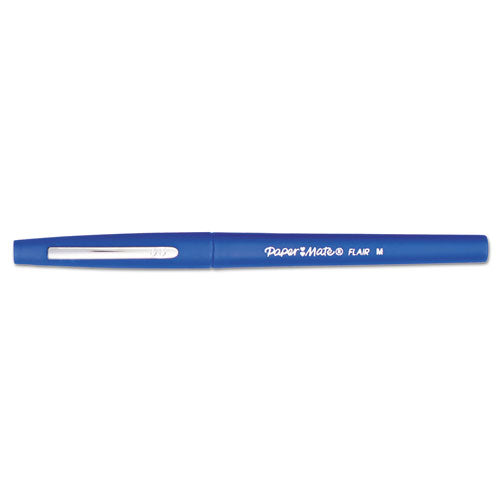 Point Guard Flair Felt Tip Porous Point Pen, Stick, Medium 0.7 Mm, Blue Ink, Blue Barrel, Dozen