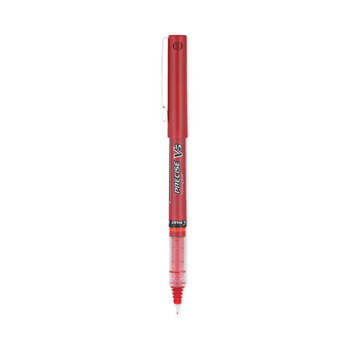 Precise V5 Roller Ball Pen, Stick, Extra-fine 0.5 Mm, Red Ink, Red Barrel, Dozen