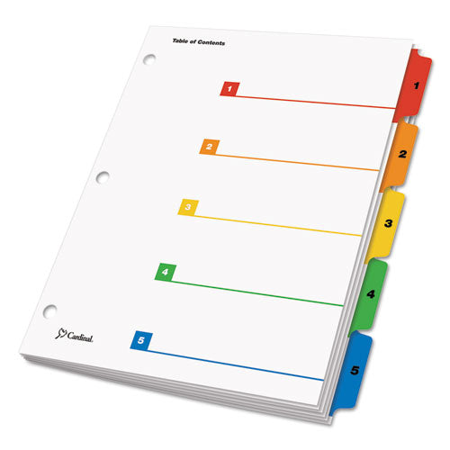 Onestep Printable Table Of Contents And Dividers, 5-tab, 1 To 5, 11 X 8.5, White, Assorted Tabs, 1 Set