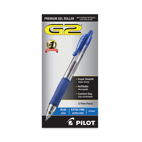 G2 Premium Gel Pen, Retractable, Extra-fine 0.5 Mm, Blue Ink, Smoke Barrel, Dozen