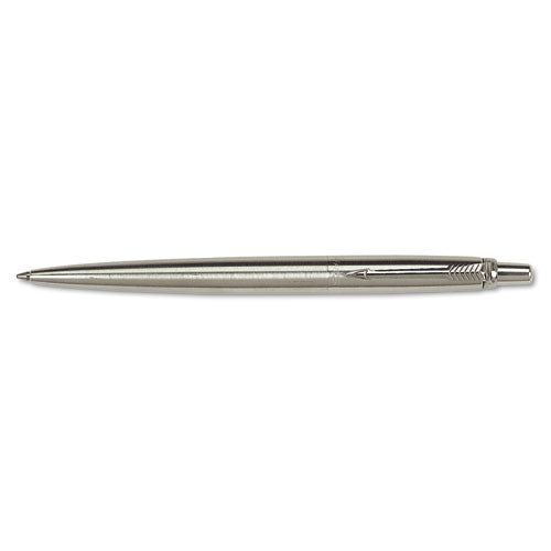 Jotter Ballpoint Pen, Retractable, Fine 0.5 Mm, Blue Ink, Stainless Steel Barrel