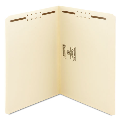 Top Tab Fastener Folders, Straight Tabs, 0.75" Expansion, 2 Fasteners, Letter Size, Manila Exterior, 50/box