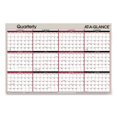 Vertical/horizontal Erasable Quarterly/monthly Wall Planner, 24 X 36, White/black/red Sheets, 12-month (jan To Dec): 2023