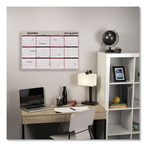 Vertical/horizontal Erasable Quarterly/monthly Wall Planner, 24 X 36, White/black/red Sheets, 12-month (jan To Dec): 2023