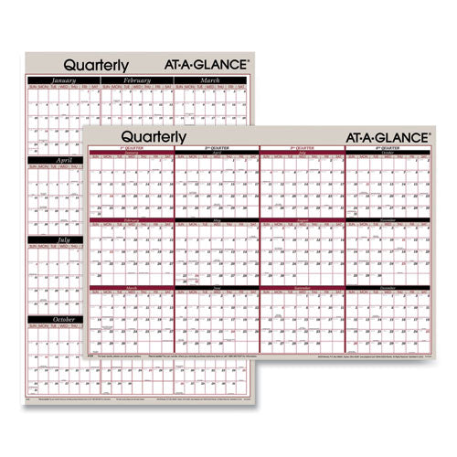 Vertical/horizontal Erasable Quarterly/monthly Wall Planner, 24 X 36, White/black/red Sheets, 12-month (jan To Dec): 2023