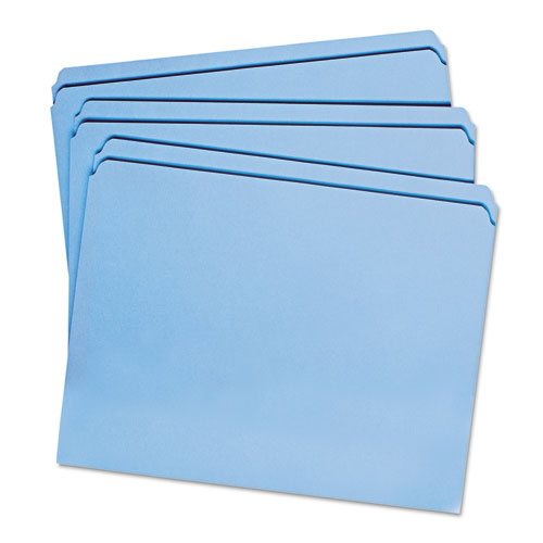 Reinforced Top Tab Colored File Folders, Straight Tabs, Letter Size, 0.75" Expansion, Blue, 100/box