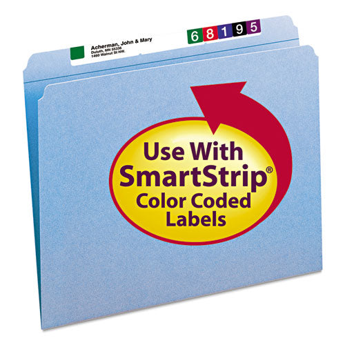 Reinforced Top Tab Colored File Folders, Straight Tabs, Letter Size, 0.75" Expansion, Blue, 100/box