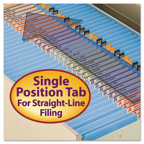 Reinforced Top Tab Colored File Folders, Straight Tabs, Letter Size, 0.75" Expansion, Blue, 100/box