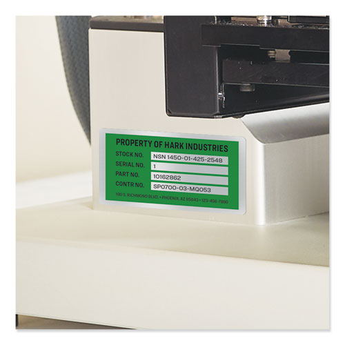 Permatrack Metallic Asset Tag Labels, Laser Printers, 2 X 3.75, Silver, 8/sheet, 8 Sheets/pack