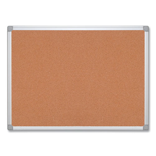 Earth Cork Board, 72 X 48, Natural Surface, Silver Aluminum Frame