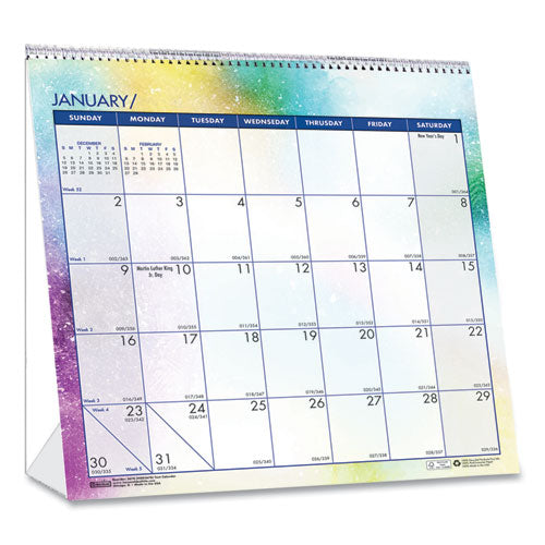 Recycled Cosmos Tent Calendar, Cosmos Artwork, 6 X 6, White/blue/multicolor Sheets, 2023