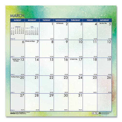 Recycled Cosmos Tent Calendar, Cosmos Artwork, 6 X 6, White/blue/multicolor Sheets, 2023