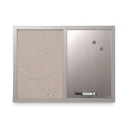 Designer Combo Fabric Bulletin/dry Erase  Board, 24 X 18, White/gray Surface, Gray Mdf Wood Frame