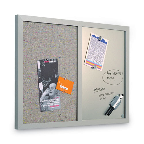 Designer Combo Fabric Bulletin/dry Erase  Board, 24 X 18, White/gray Surface, Gray Mdf Wood Frame