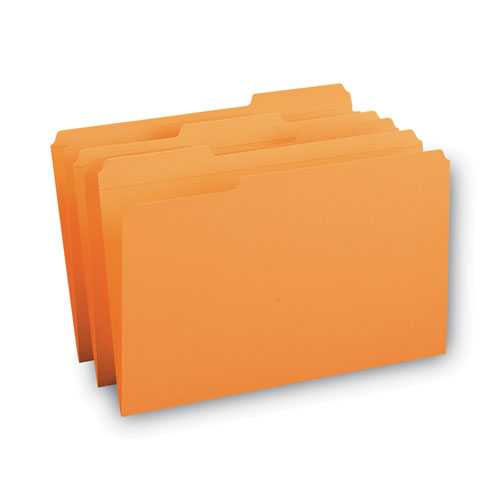 Reinforced Top Tab Colored File Folders, 1/3-cut Tabs: Assorted, Legal Size, 0.75" Expansion, Orange, 100/box