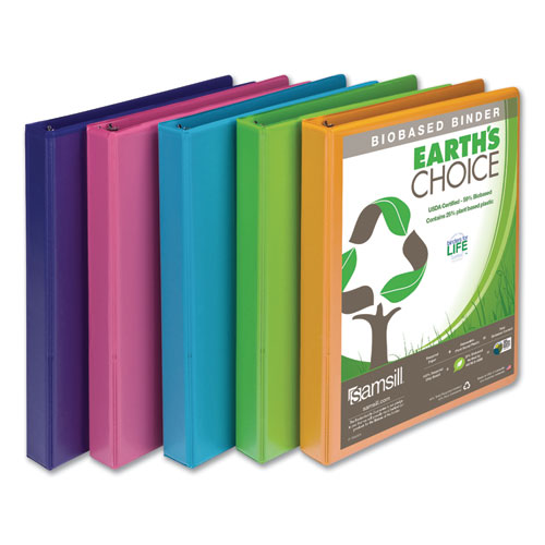 Earth’s Choice Plant-based Durable Fashion View Binder, 3 Rings, 1" Capacity, 11 X 8.5, Berry, 2/pack