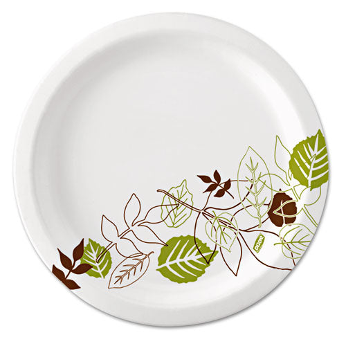 Pathways Soak-proof Shield Mediumweight Paper Plates, 6.88" Dia, Green/burgundy, 125/pack, 8 Packs/carton