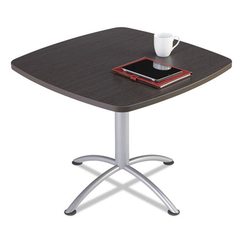 Iland Table, Cafe-height, Square Top, Contoured Edges, 36w X 36d X 29h, Gray Walnut/silver
