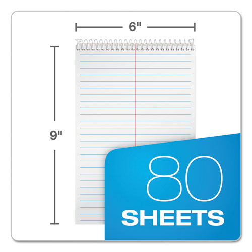 Steno Pad, Gregg Rule, Assorted Cover Colors, 80 White 6 X 9 Sheets, 4/pack