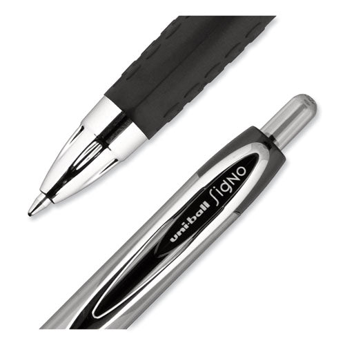 Signo 207 Gel Pen, Retractable, Medium 0.7 Mm, Black Ink, Translucent Black Barrel, 4/pack