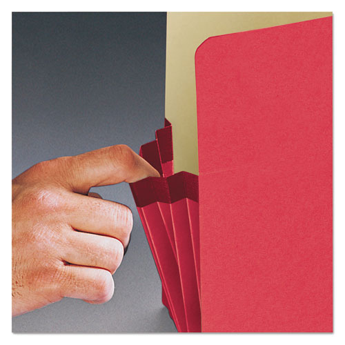 Colored File Pockets, 3.5" Expansion, Legal Size, Red