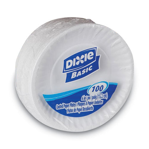 Dixie Clay Coated Paper Plates 6" Dia White 100/pack