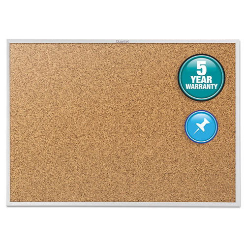 Classic Series Cork Bulletin Board, 24 X 18, Natural Surface, Silver Aluminum Frame