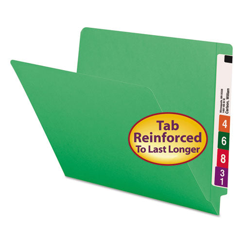 Shelf-master Reinforced End Tab Colored Folders, Straight Tabs, Letter Size, 0.75" Expansion, Green, 100/box