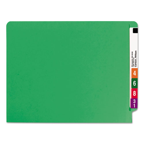 Shelf-master Reinforced End Tab Colored Folders, Straight Tabs, Letter Size, 0.75" Expansion, Green, 100/box