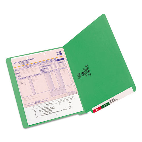 Shelf-master Reinforced End Tab Colored Folders, Straight Tabs, Letter Size, 0.75" Expansion, Green, 100/box