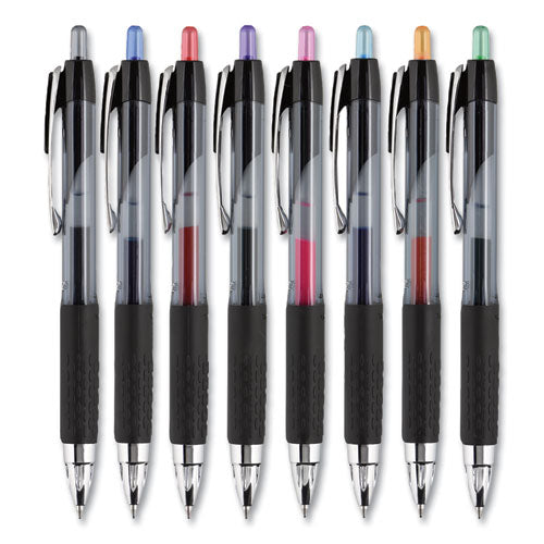 Signo 207 Gel Pen, Retractable, Medium 0.7 Mm, Assorted Ink Colors, Black Barrel, 8/pack