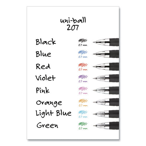 Signo 207 Gel Pen, Retractable, Medium 0.7 Mm, Assorted Ink Colors, Black Barrel, 8/pack