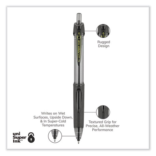 Power Tank Rt Ballpoint Pen, Retractable, Bold 1 Mm, Black Ink, Smoke/black Barrel, Dozen