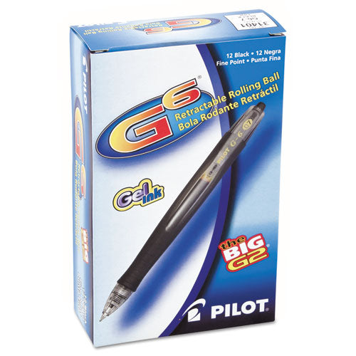 G6 Gel Pen, Retractable, Fine 0.7 Mm, Black Ink, Black Barrel