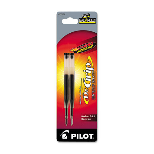 Refill For Pilot Dr. Grip Center Of Gravity Ballpoint Pens, Medium Conical Tip, Black Ink, 2/pack