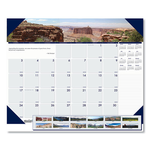 Earthscapes Recycled Monthly Desk Pad Calendar, Mountains Of The World Photos, 22 X 17, Black Corners,12-month(jan-dec): 2023
