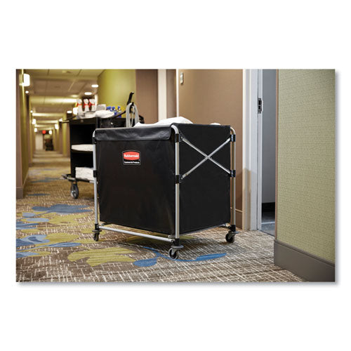 One-compartment Collapsible X-cart, Synthetic Fabric, 9.96 Cu Ft Bin, 24.1" X 35.7" X 34", Black/silver