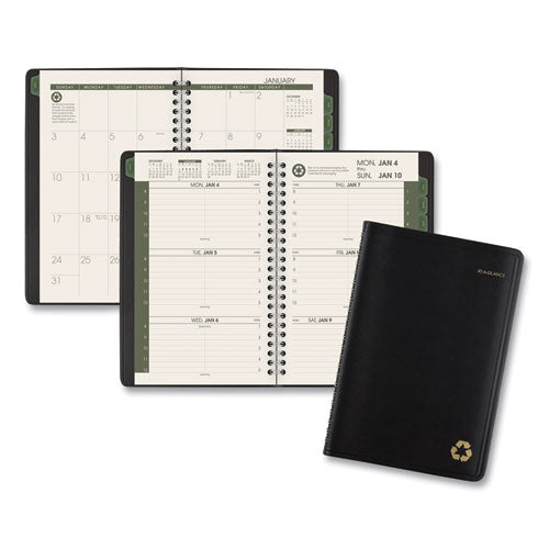 Recycled Weekly Block Format Appointment Book, 8.5 X 5.5, Black Cover, 12-month (jan To Dec): 2023