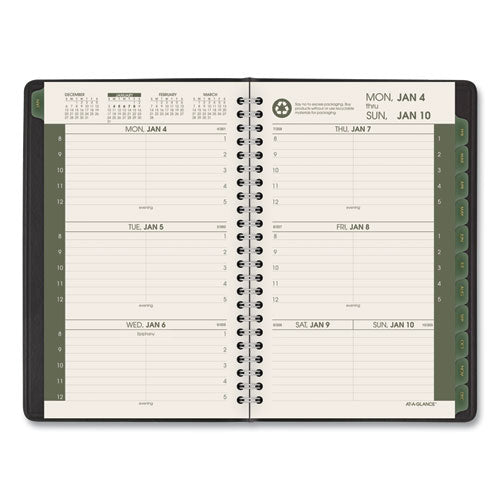 Recycled Weekly Block Format Appointment Book, 8.5 X 5.5, Black Cover, 12-month (jan To Dec): 2023