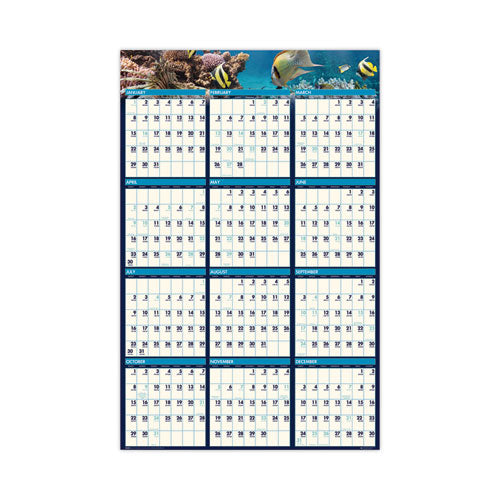 Earthscapes Recycled Reversible/erasable Yearly Wall Calendar, Sea Life Photos, 24 X 37, White Sheets, 12-month(jan-dec):2023